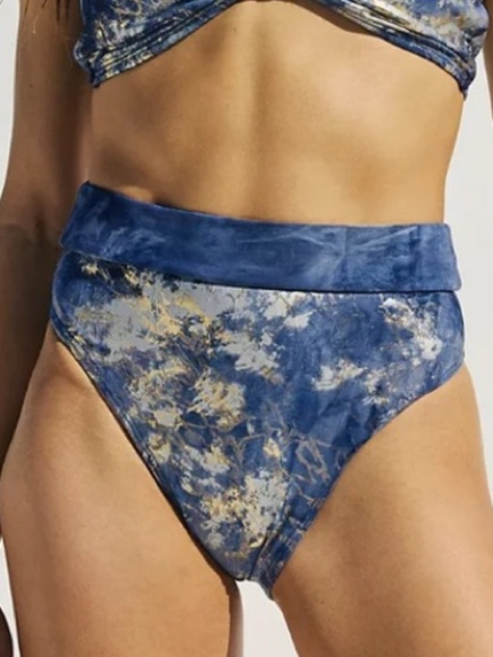 Nightcap Swimwear Blue Foil High Waist Bikini Bottoms SZ XS NWT